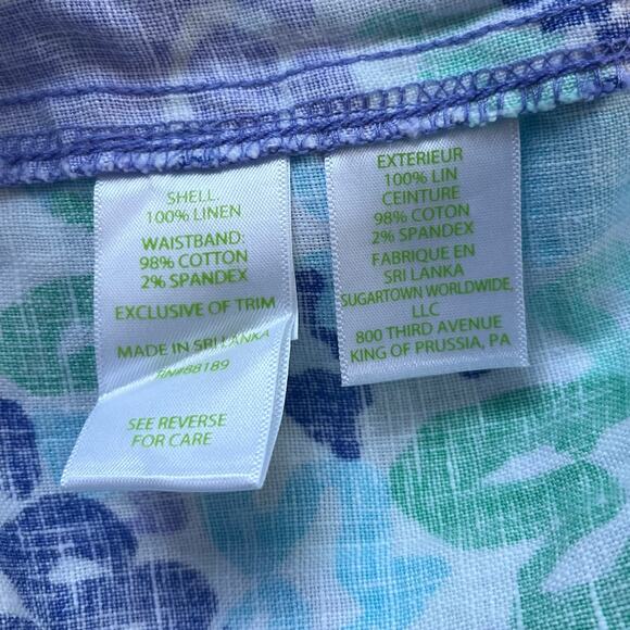 NEW Lilly Pulitzer Linen Beach Pant Lilly's Lilac Nice Ink Pull On Women's Large - Picture 6 of 9